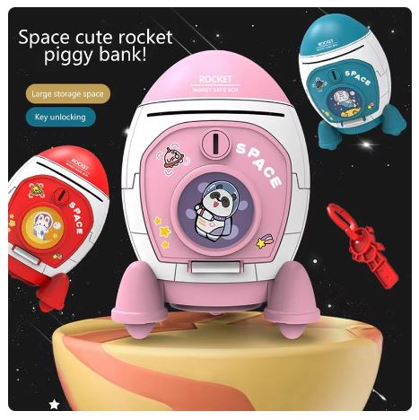 Cartoon Rocket Money Box Large Capacity