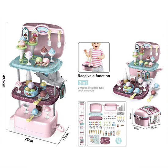 Pretend Play Ice-Cream Parlor Play Set 3-in-1
