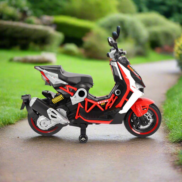 12V Battery Operated Sit 'N Ride Scooty – Red Ride-On with Dual 380 Motors