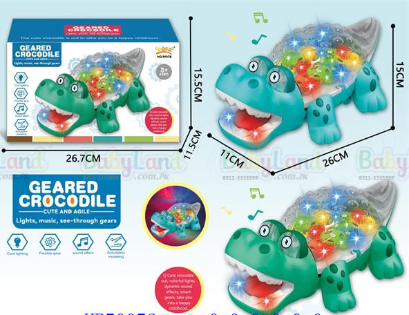 Transparent Gear Crocodile with Music, Light & 360 Rotation