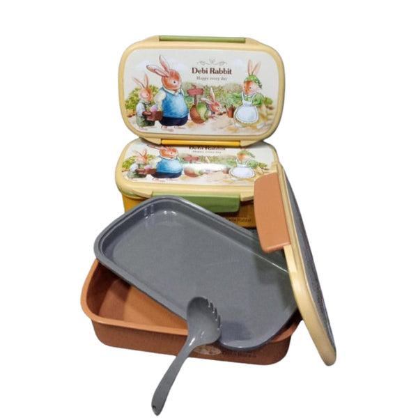 Rabbit Theme Double Layer Lunch Box