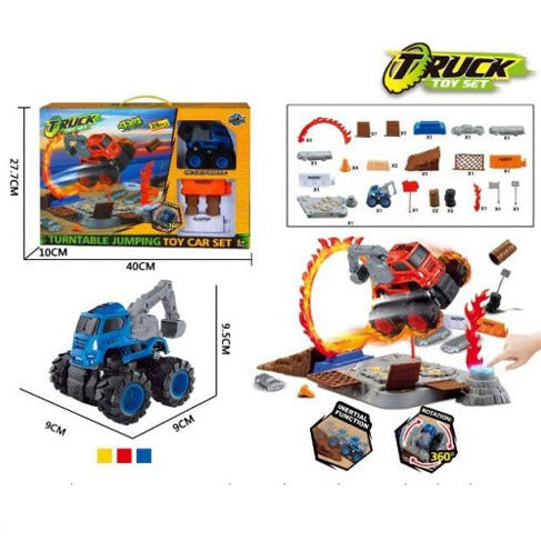4X4 Wheel Drive Jumping Stunt Toy Truck Playset