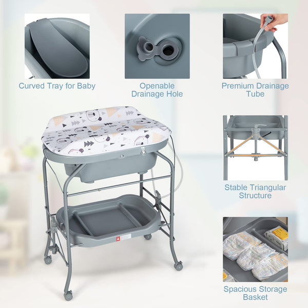 3-in-1 Baby Bath Station – Changing Table with Built-in Tub & Storage