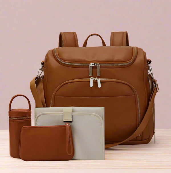 Pu Leather Diaper Bag Backpack