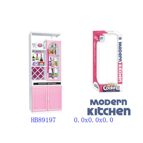 Modern Pretend Play Kitchen Cabinet Set