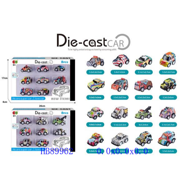 Die-Cast Toy Cars - 8 Pc/Set