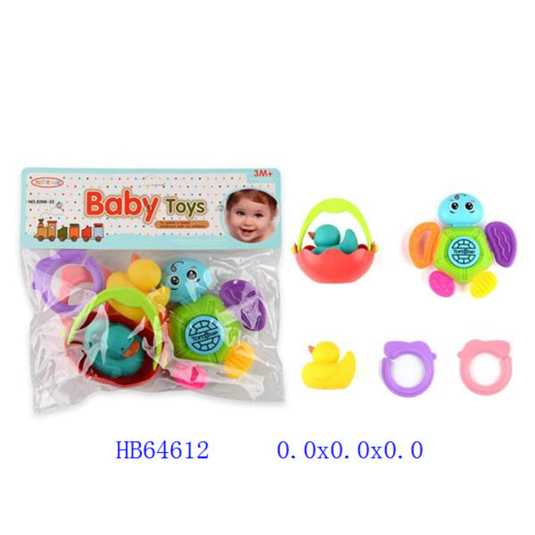 Colorful Baby Bath & Rattle Toy Set – Floating Animal Friends with Teething Rings