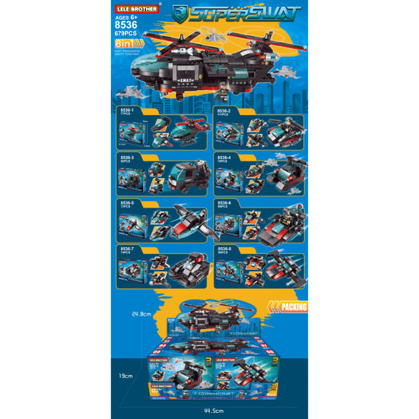 Super SWAT  DIY Building Set 8-in-1 - 679 Pcs/Set