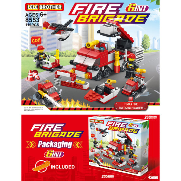 Fire Brigade DIY Building Set 6-in-1 - 119 Pcs/Set