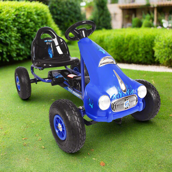 Kids Pedal Powered Ride-On Go Kart Racer with Hand Brake