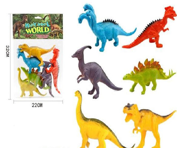 Dinosaur Figure Set – Pack of 6 Realistic Hard Rubber Dinosaurs for Kids