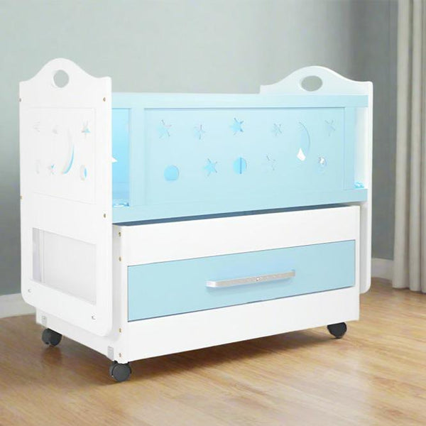 Baby Wooden Cot with Built-In Storage Drawer