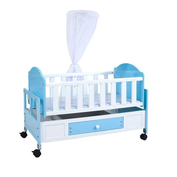 Baby Bed with Drawer, Mosquito Net & Rocking Feature (BC-5370-4)