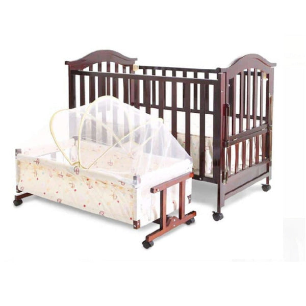 Junior Wooden Baby Cot with Storage & Adjustable Features