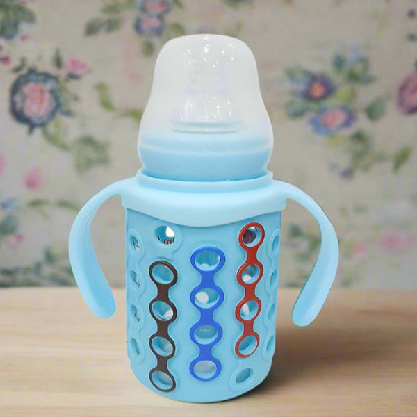Baby Feeder Bottle with Handle and Silicone Cover (Glass) 120ml
