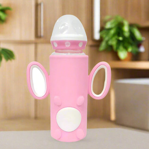 Baby Feeder Bottle with Handle and Silicone Cover (Glass) 120ml