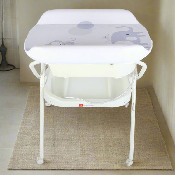 Baby Bath and Changing Table Combo–All-in-One Station for Easy Diapering & Bathing (BS-220B)