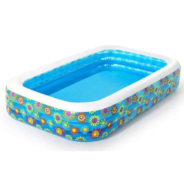 Bestway Rectangular 3-Ring Inflatable Swimming Pool  (L-10ft W-6ft H-22")