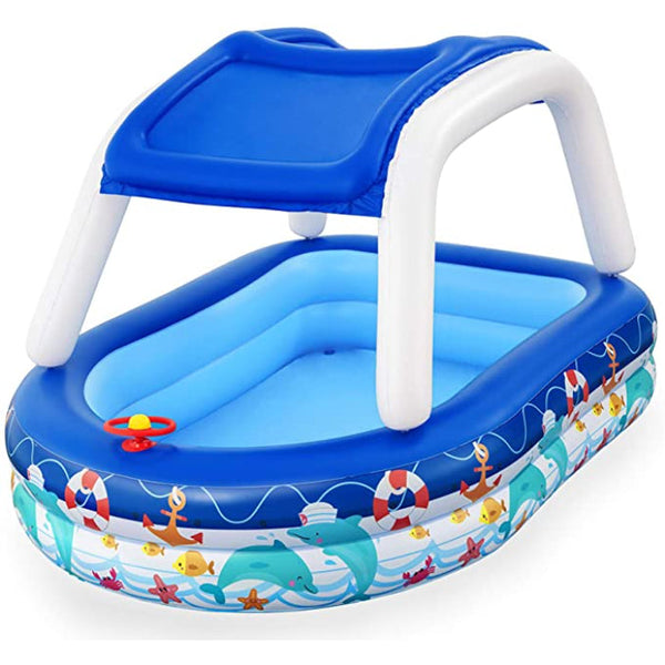 Bestway H2OGO! Sea Captain Inflatable Family Pool with UV Careful Sunshade  (L-7ft W-61" H-55")