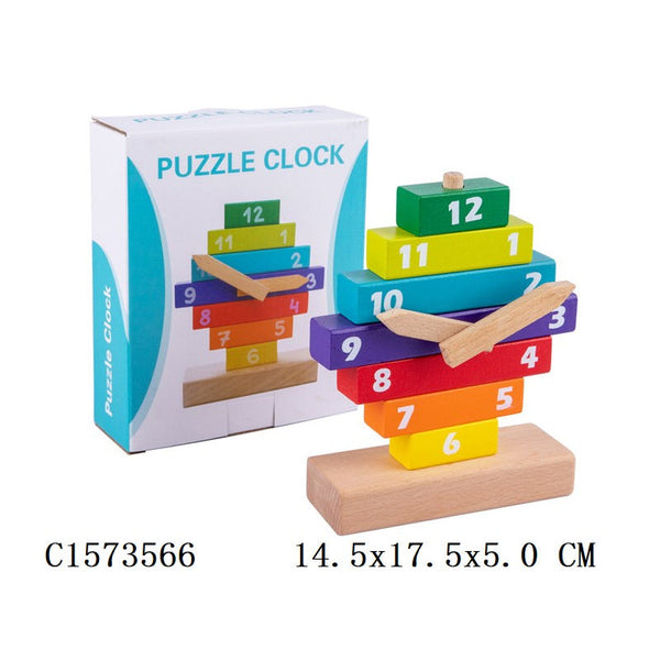 Puzzle Clock with Stackable Blocks