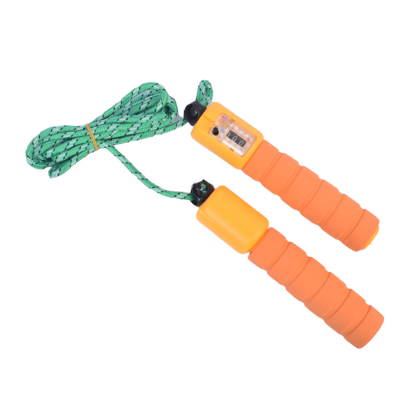 Skipping Rope With Counter Anti Slip Rubber Grip - Orange