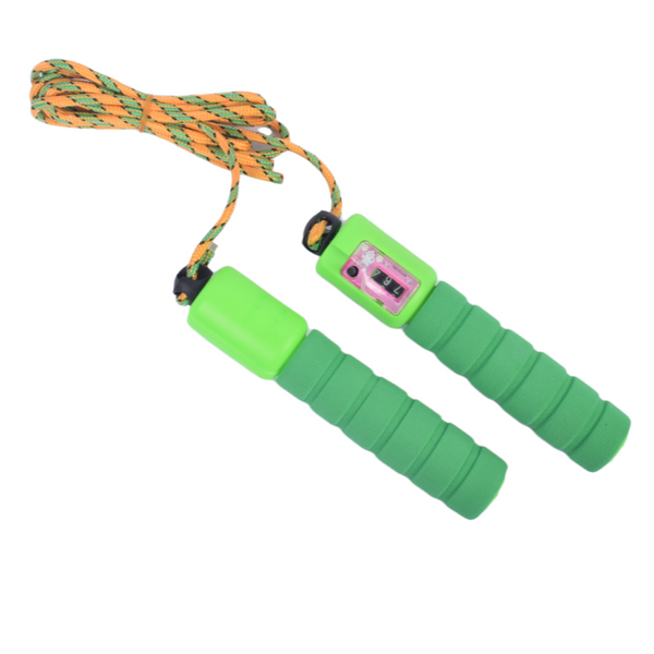 Skipping Rope With Counter Anti Slip Rubber Grip - Green