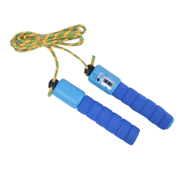 Skipping Rope With Counter Anti Slip Rubber Grip - Blue