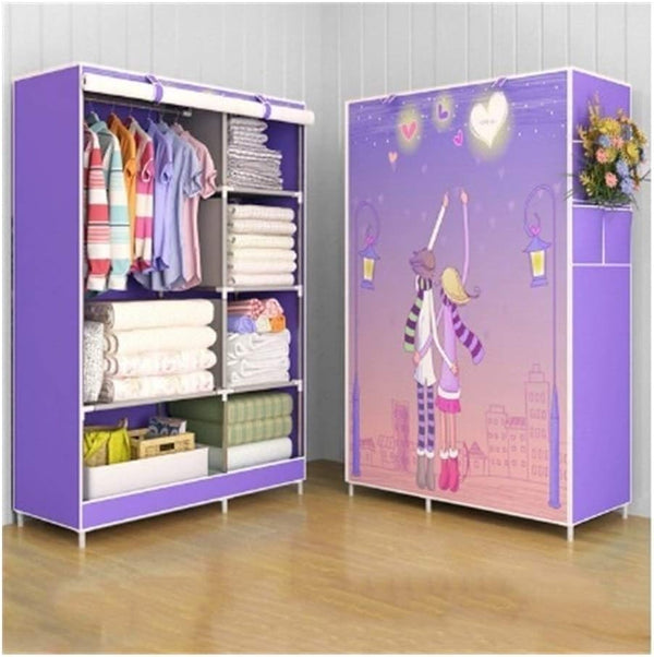 Cartoon-Themed Foldable Non-Woven Wardrobe Closet (L-105 x W-45 x H-170 cm)