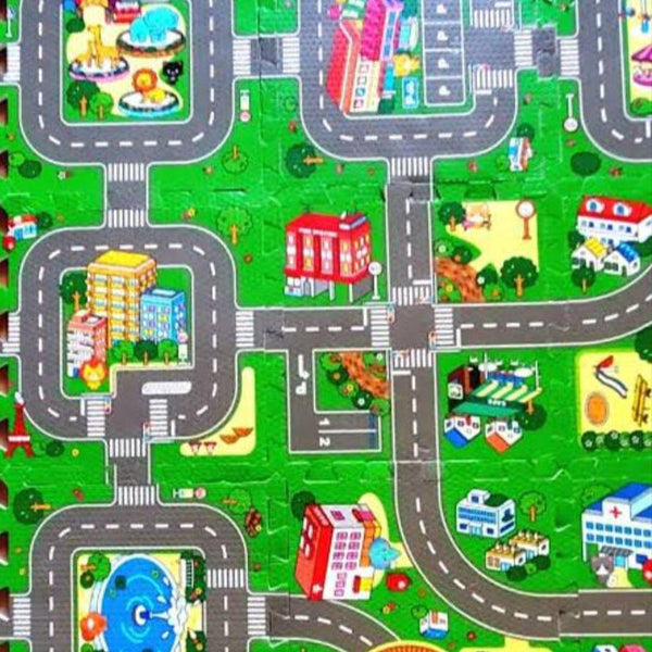 Set of 9 Traffic Theme Interlocking Foam Play Mat Tiles