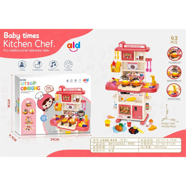 Baby Times Deluxe Kitchen Chef Set – Pretend Play Home Kitchen for Kids