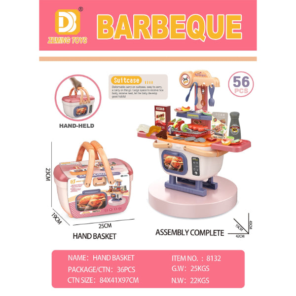 56-Piece Pretend Play Kitchen & Barbecue Set