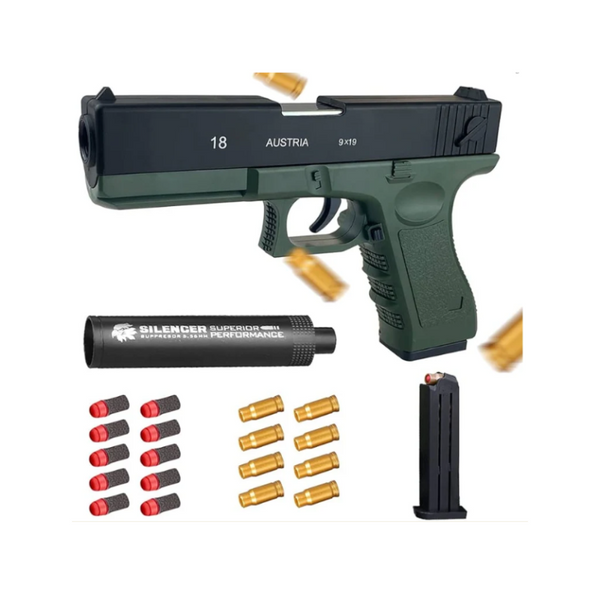 Glock Shell Ejection Soft Bullet Toy Gun for Kids – Safe Play Fun