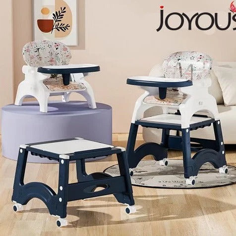 Joyous 4-in-1 Multifunctional Baby High Chair with Detachable Table – Convertible Infant to Toddler Study & Dining Set (Blue)
