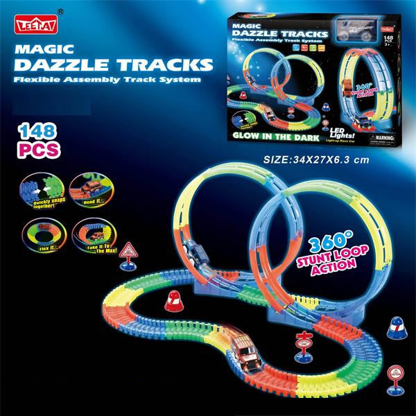 Pull Back Toy Cars with Glow in The Dark Track