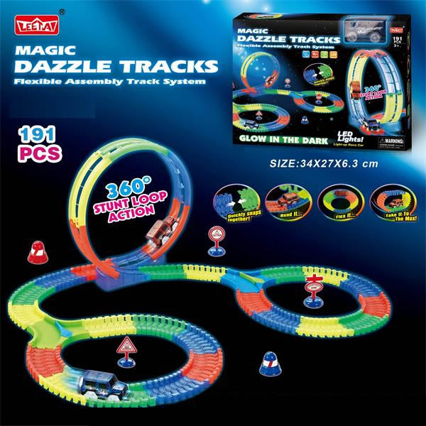 Pull Back Toy Cars with Glow in The Dark Track