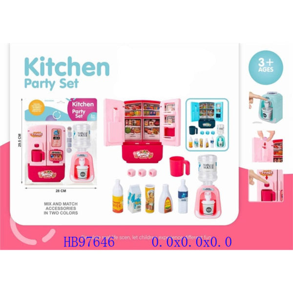 Pretend Play Kitchen Party Set - Refrigerator & Water Dispenser
