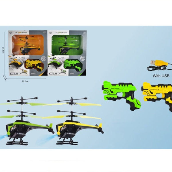 Interactive Dual-Color Mini Aircraft with Gun-Shaped Controller for Kids