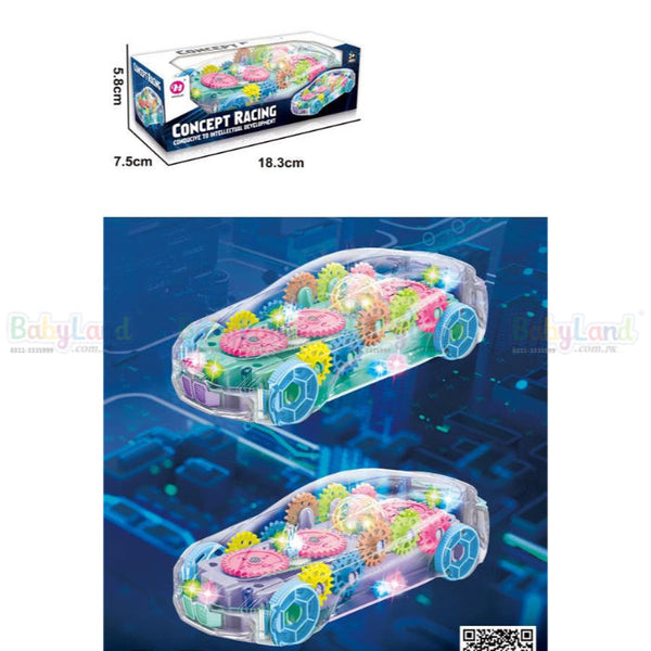 Concept Racing Transparent Gear Car with Lights, Music and Rotation