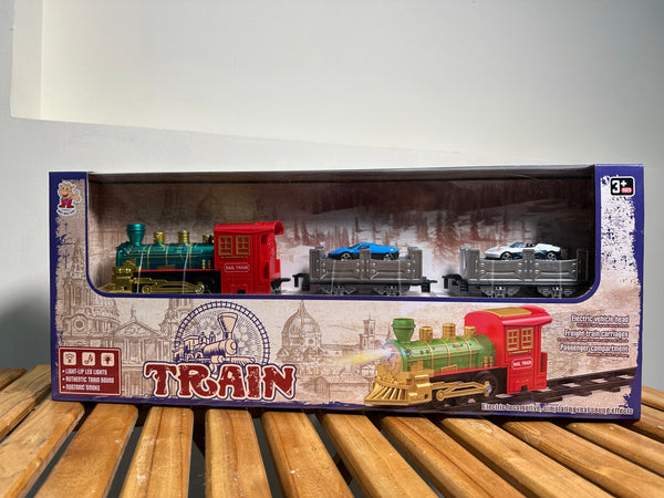Train Set with Dinky Cars Carrier – Lights, Smoke & Sound