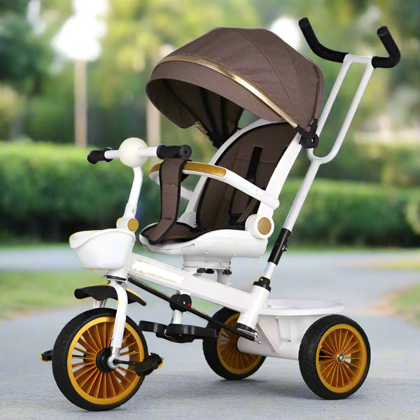 3-in-1 Kids Tricycle Stroller with Canopy, Parent Handle & Footrest