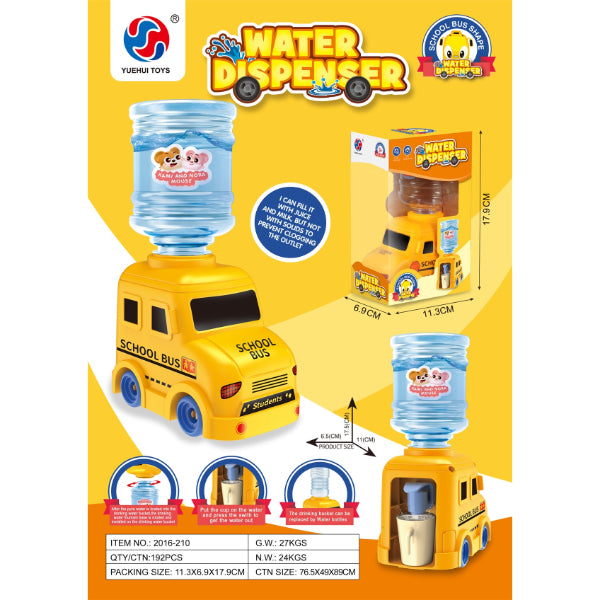 Pretend Play Mini School Bus Water Dispenser for Kids