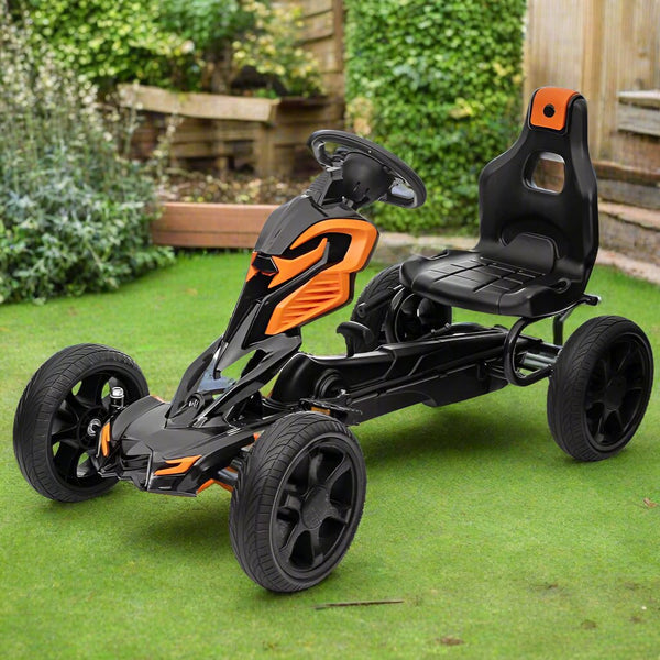Kids Pedal Powered Ride-On Go Kart Racer with Hand Brake