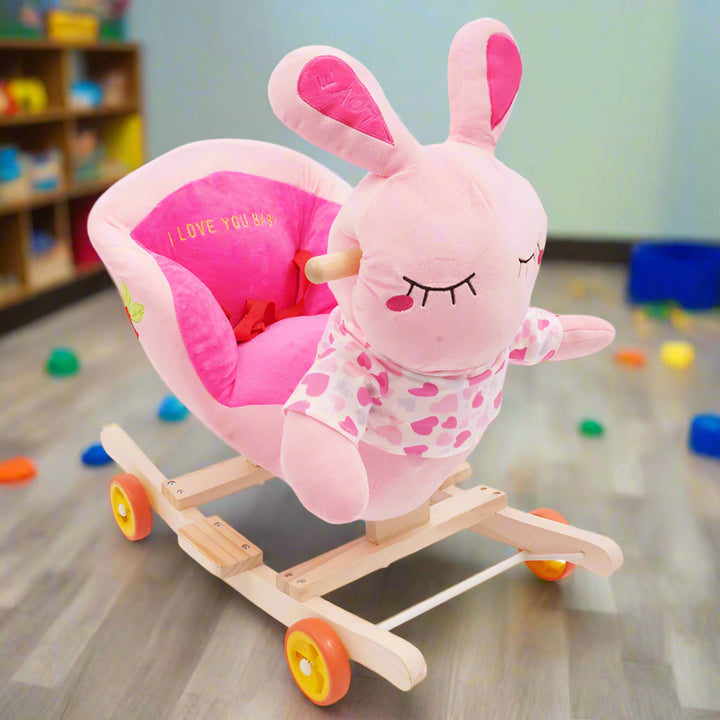 Plush Rabbit 2-in-1 Rock and Ride-On Toy – Giggle Nest