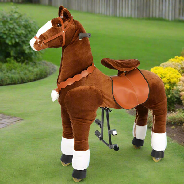 Mechanical Walking Horse Pony Ride-On Toy – Brown Plush