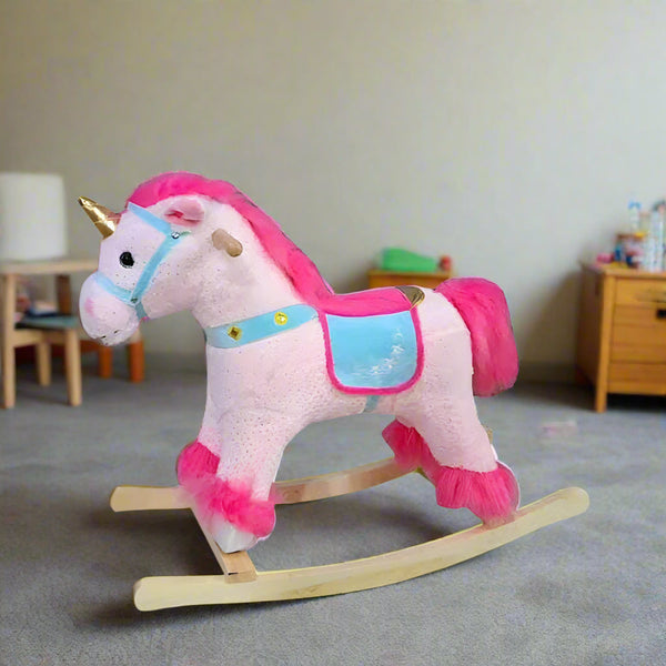 Plush Unicorn Rocker for Kids - Pink