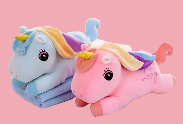 Soft Unicorn Plush Toy with Blanket