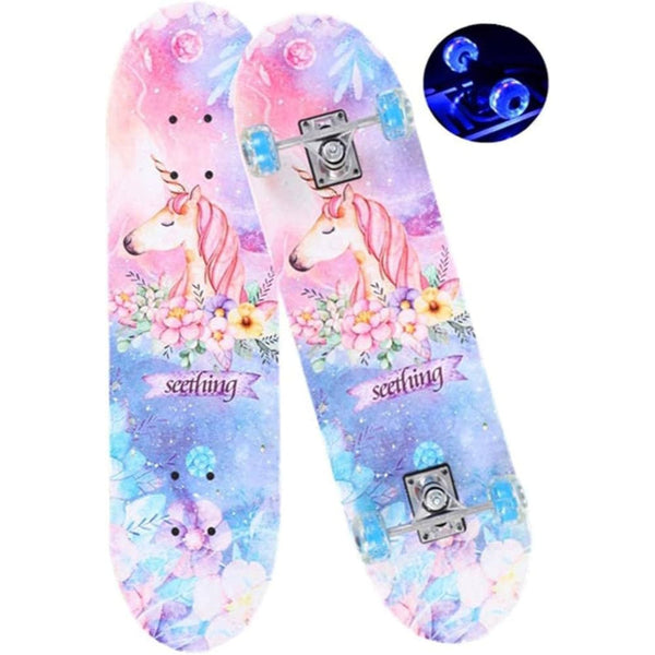 Unicorn Skateboard with Glowing Wheels