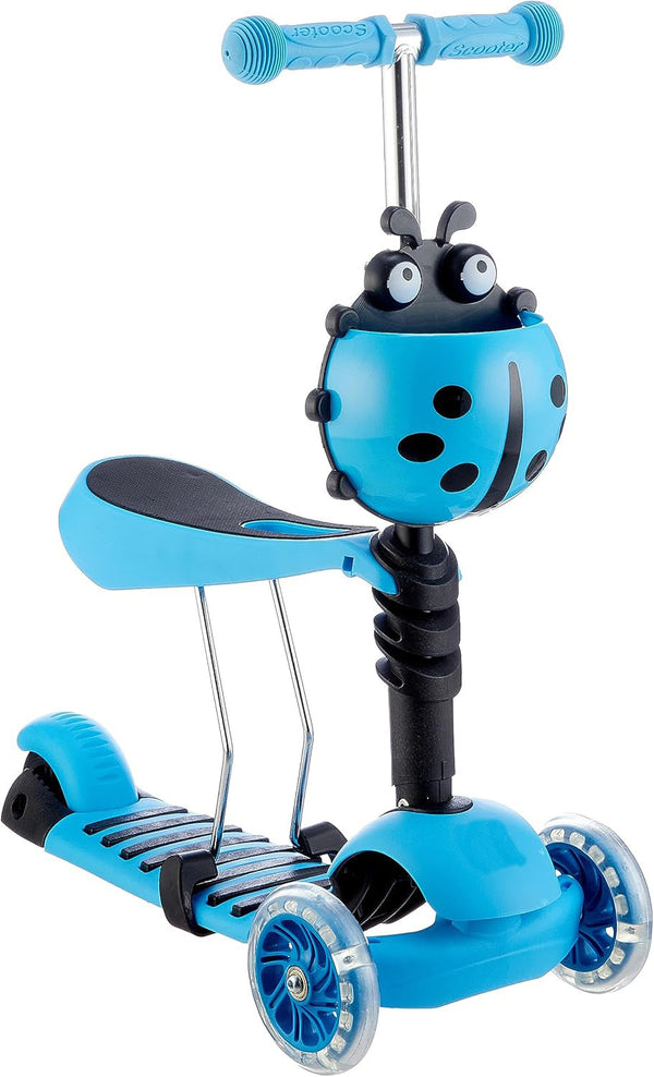 Ladybug 2 in 1 Kids 3 Wheel Scooter with Light - Blue