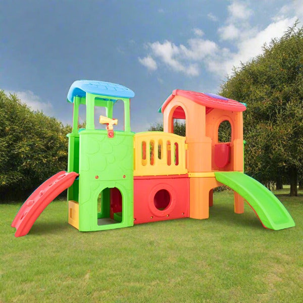 Kids Deluxe Play Center with Slide (L-121" W-42" H-69")