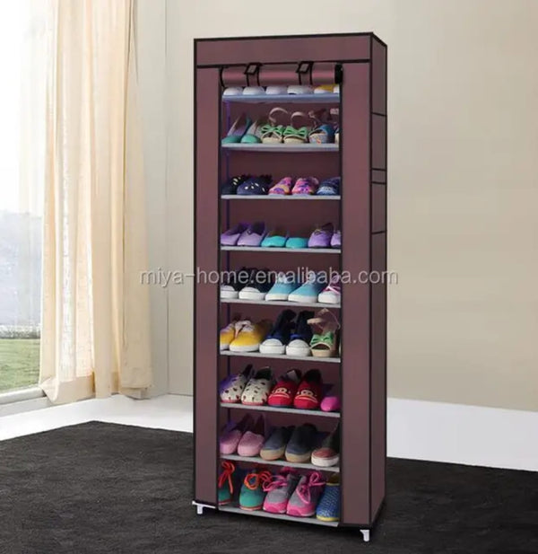 9-Layer Covered Shoe Rack – Spacious, Dustproof Shoe Organizer